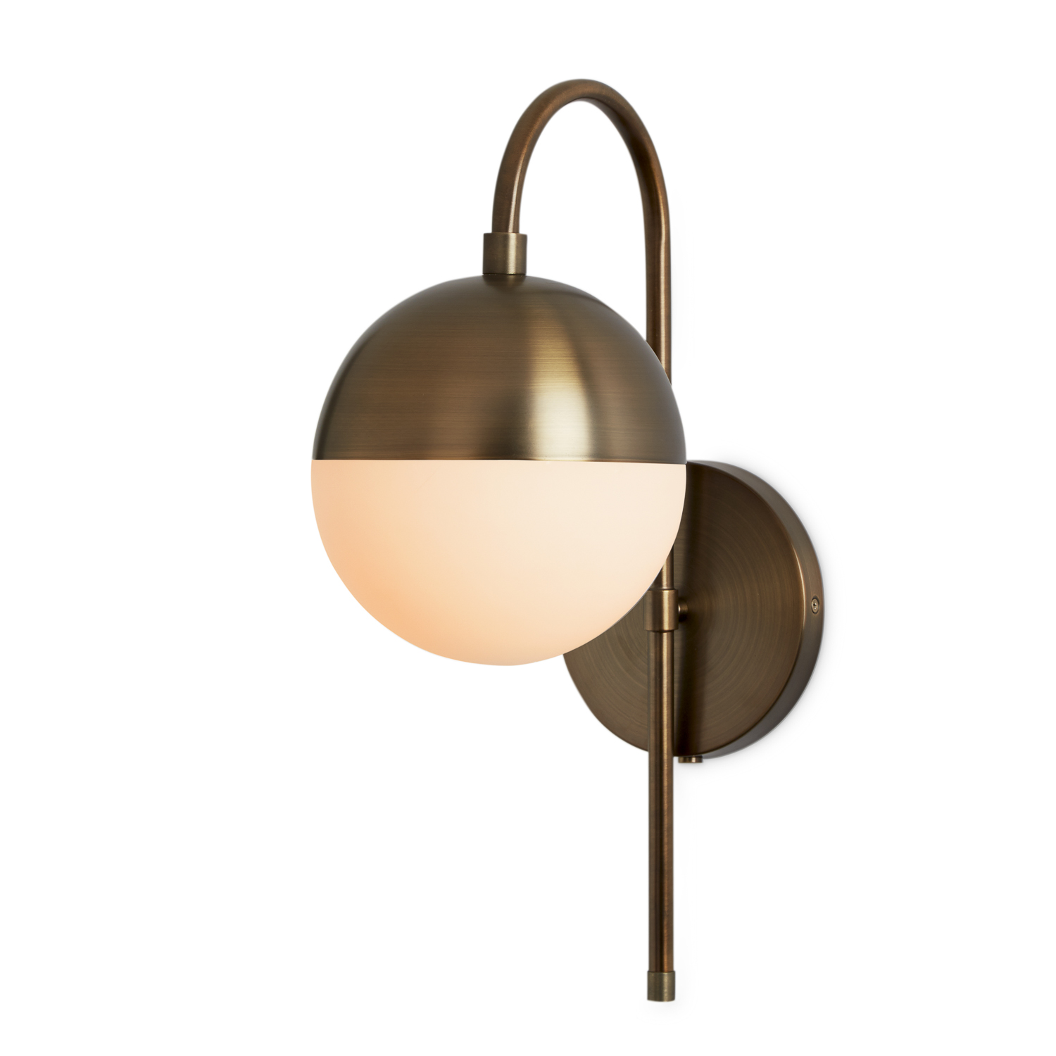 Open Box Powell LED Wall Sconce with Hooded White Globe, Bronze